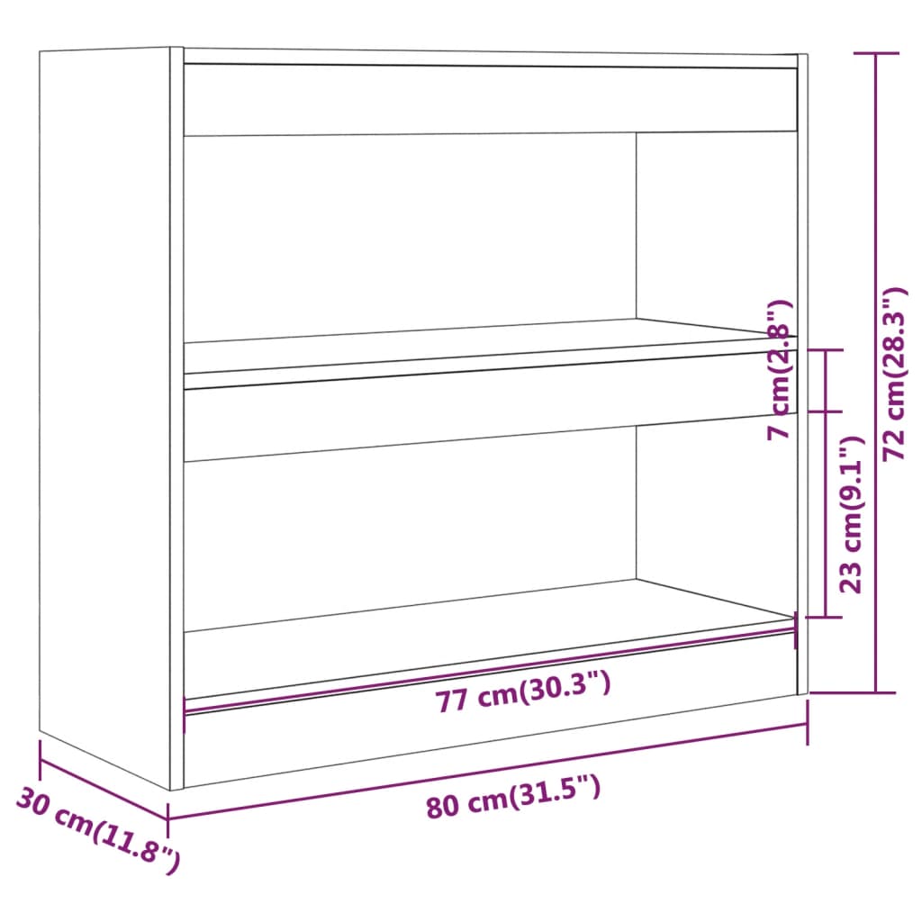 vidaXL Estante/divisória 80x30x72 cm cor carvalho castanho