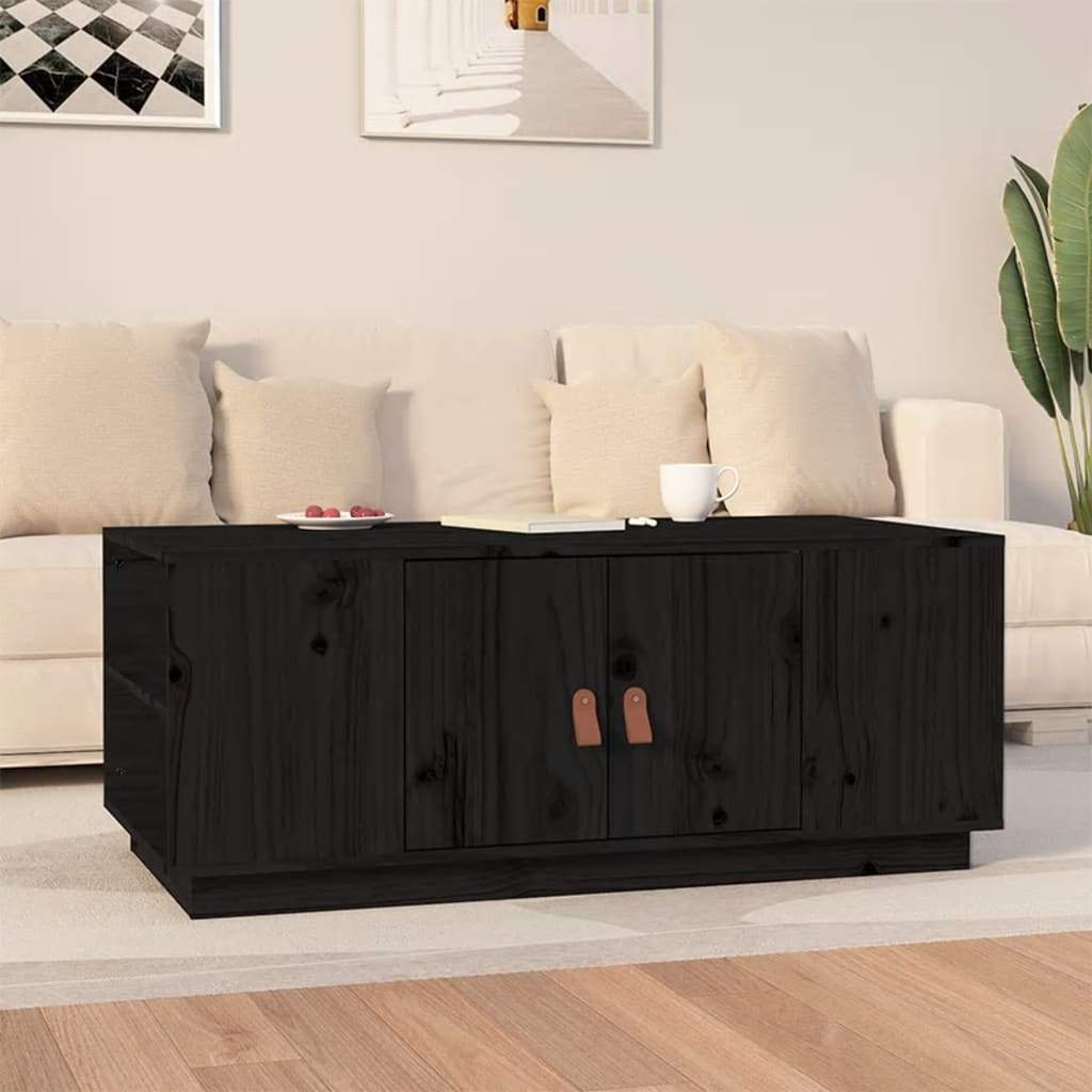 vidaXL Mesa de centro 100x50x41 cm pinho maciço preto