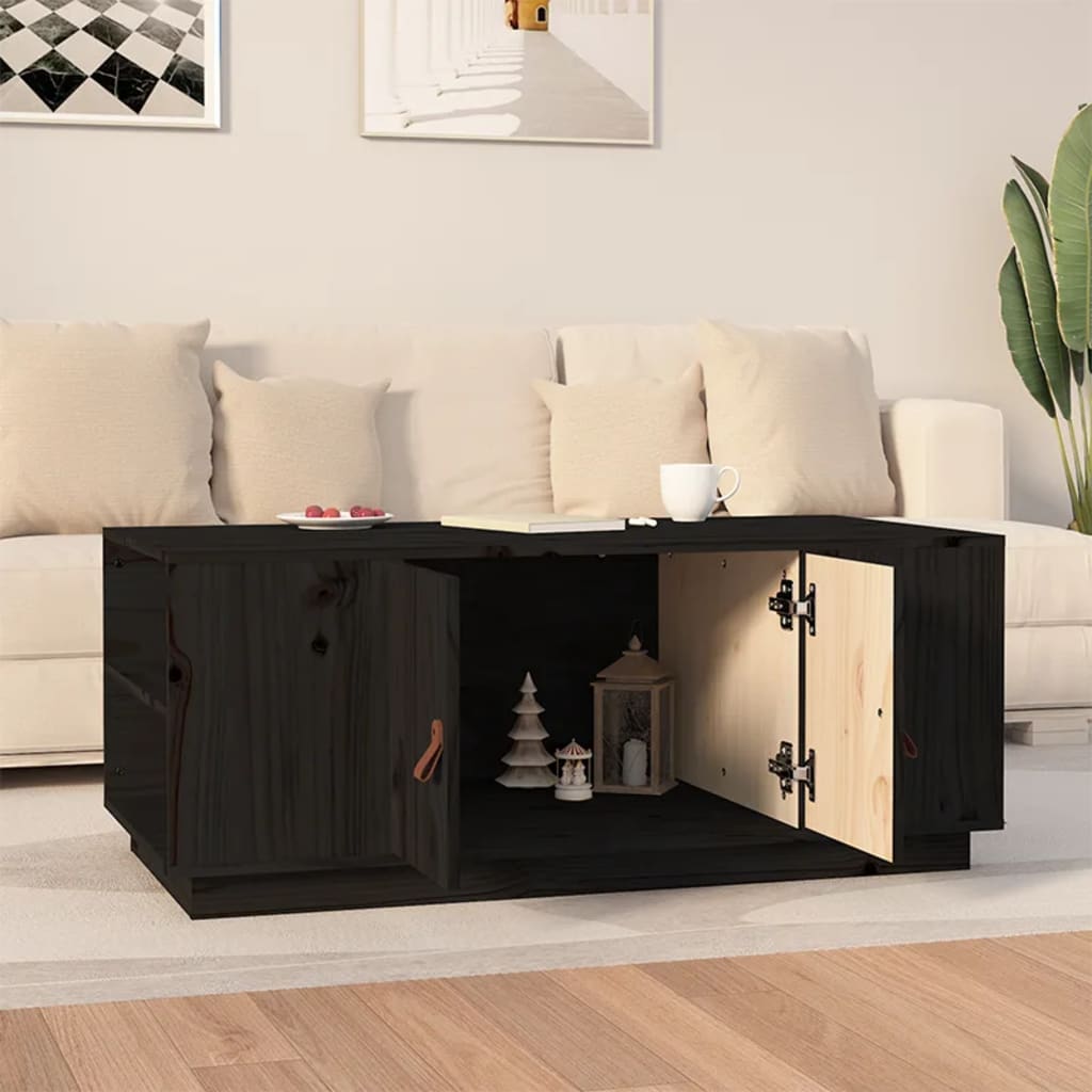 vidaXL Mesa de centro 100x50x41 cm pinho maciço preto