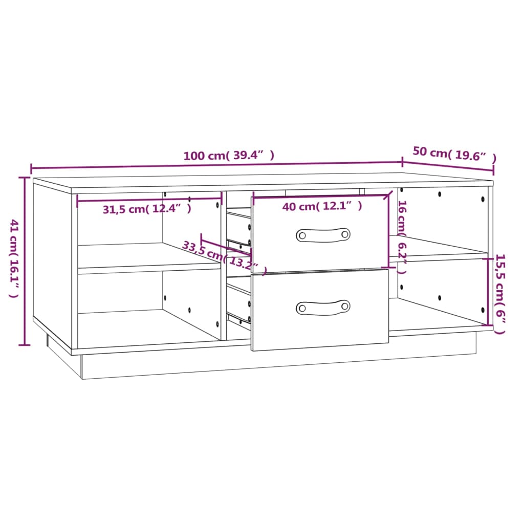 vidaXL Mesa de centro 100x50x41 cm pinho maciço branco