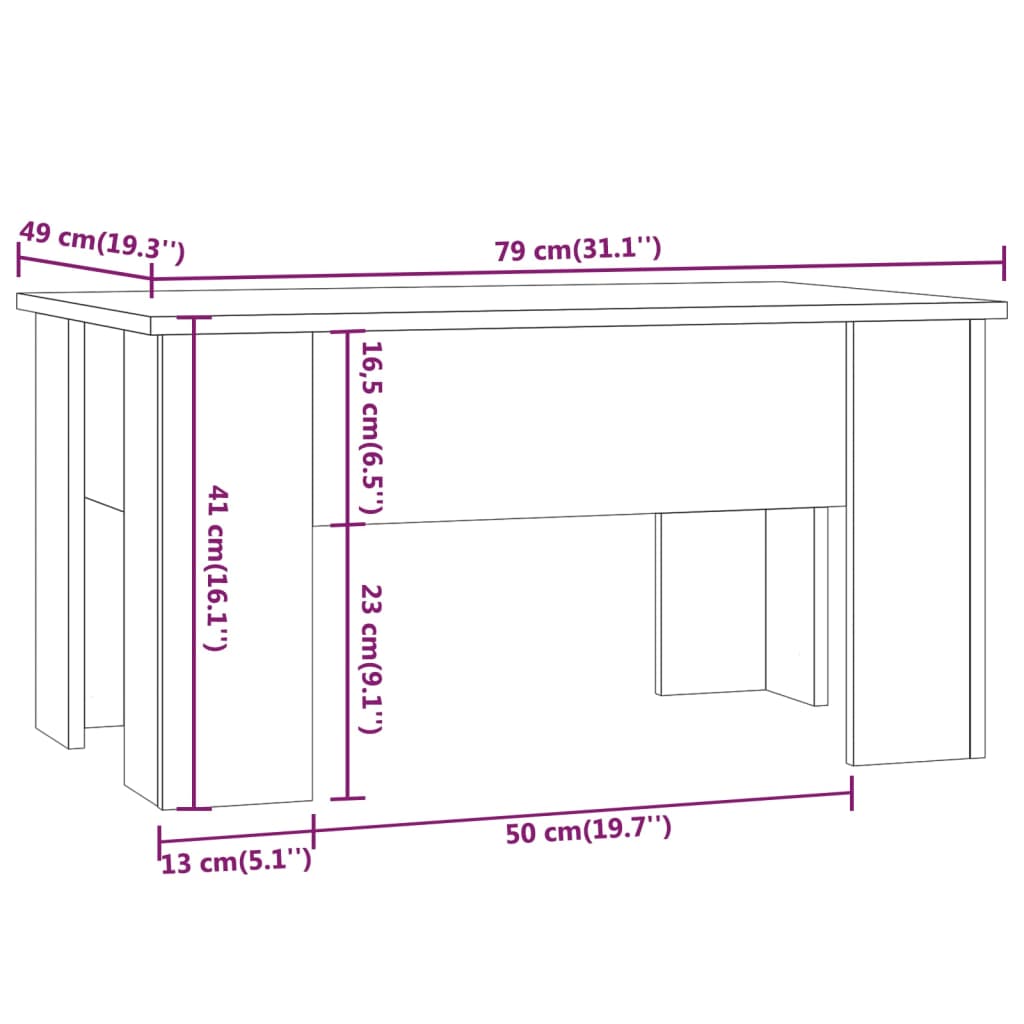 vidaXL Mesa de centro 79x49x41cm derivados de madeira cinzento sonoma