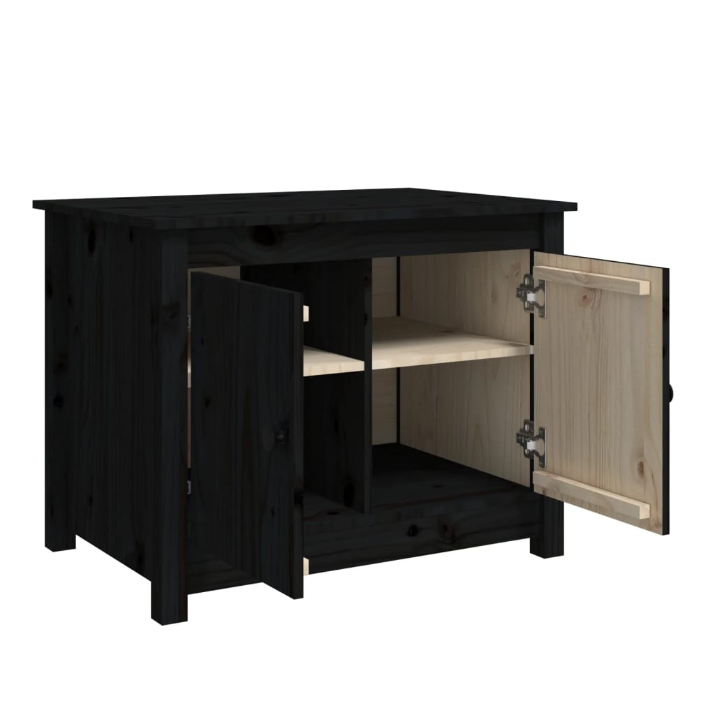 vidaXL Mesa de centro 71x49x55 cm pinho maciço preto