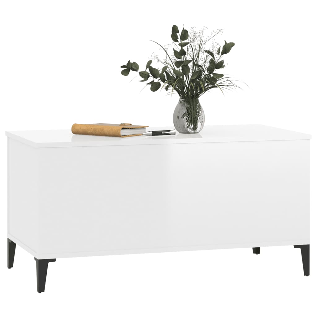 vidaXL Mesa centro 90x44,5x45 cm derivados de madeira branco brilhante