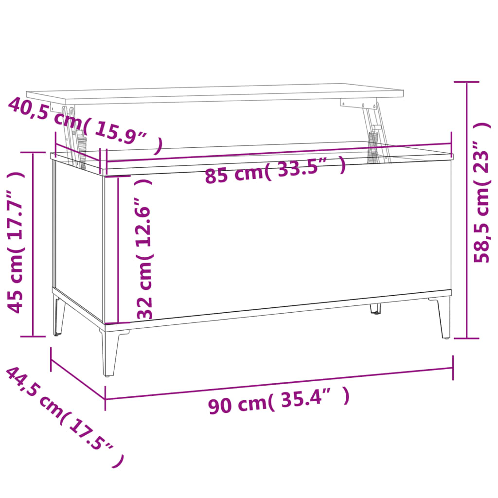 vidaXL Mesa centro 90x44,5x45 cm derivados de madeira branco brilhante