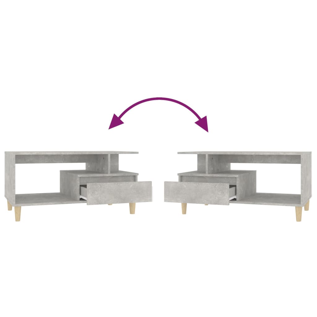 vidaXL Mesa de centro 90x49x45 derivados de madeira cinzento cimento