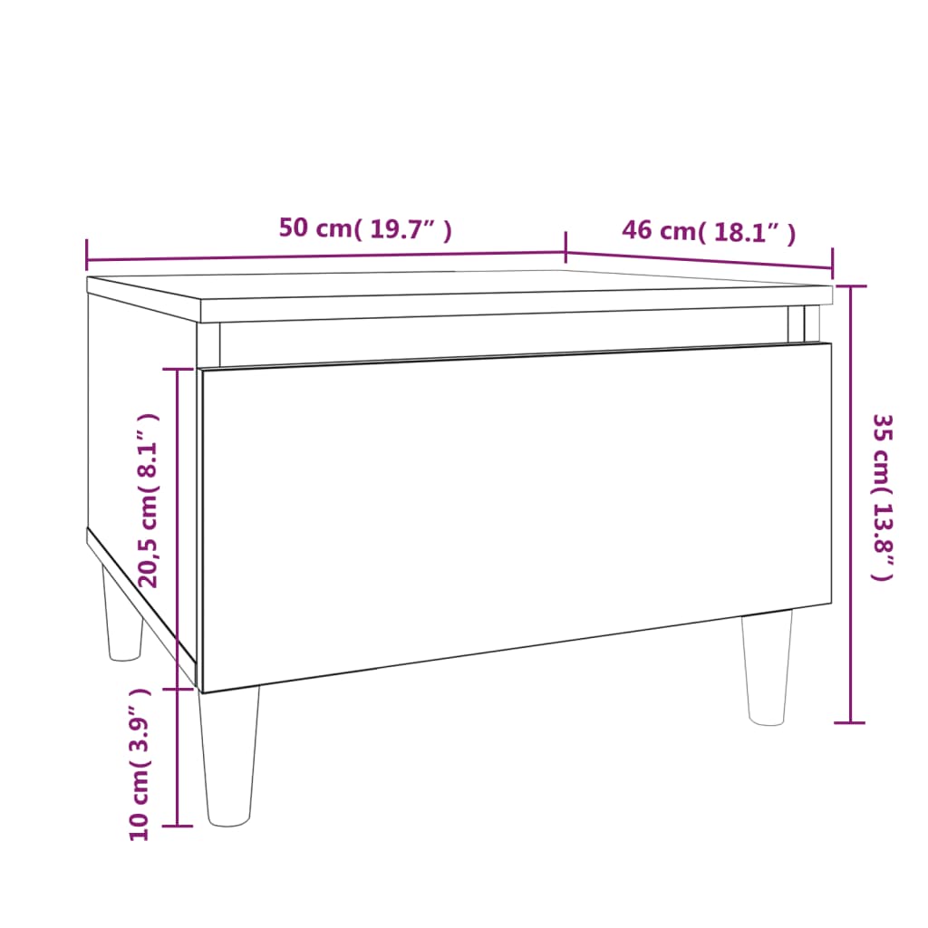 vidaXL Mesa de apoio 50x46x35 cm derivados de madeira carvalho fumado