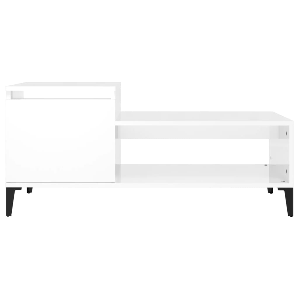 vidaXL Mesa de centro 100x50x45 cm derivados madeira branco brilhante