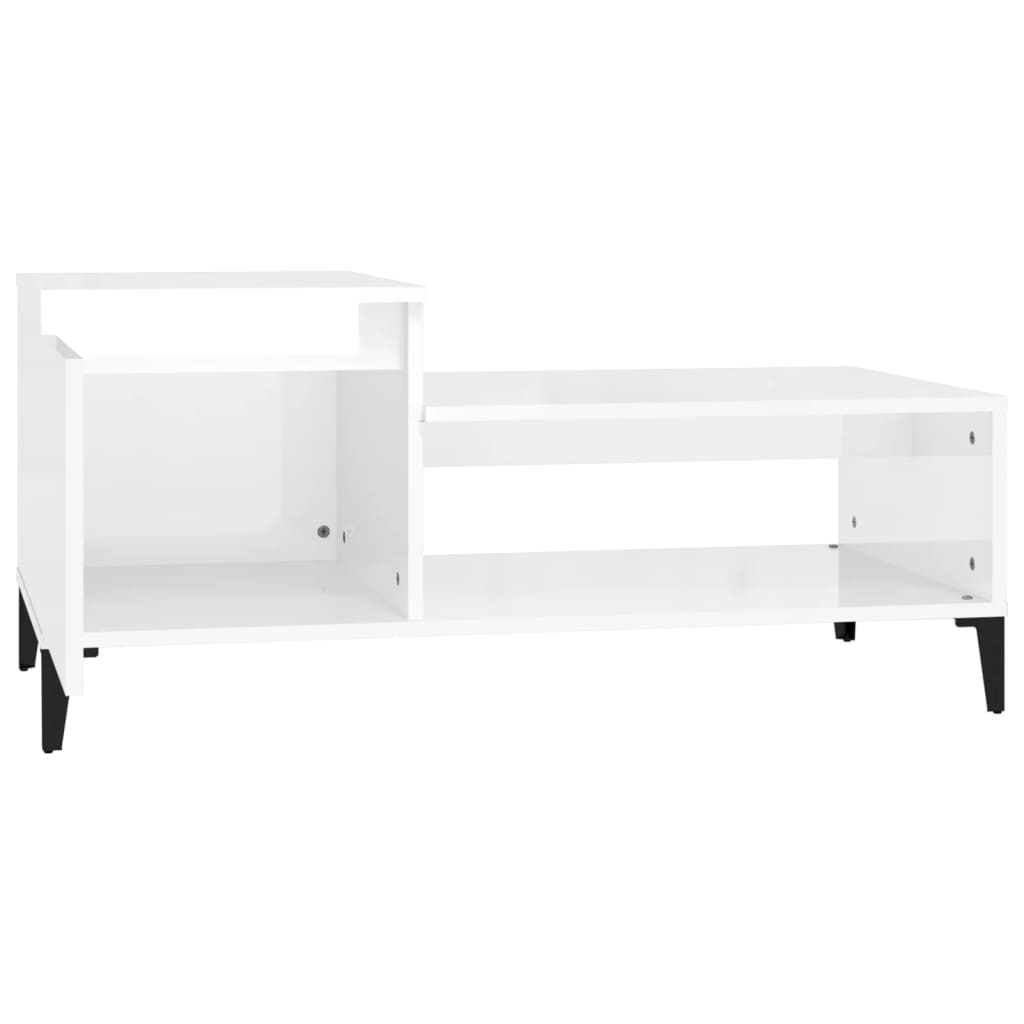 vidaXL Mesa de centro 100x50x45 cm derivados madeira branco brilhante