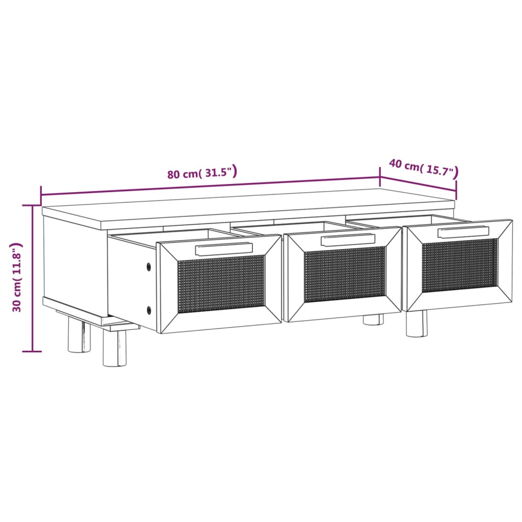 vidaXL Mesa de centro 80x40x30 cm deriv. madeira/pinho maciço branco