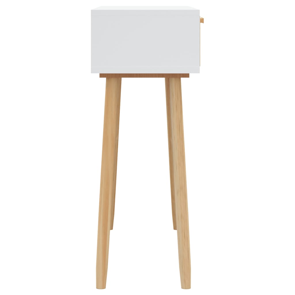 vidaXL Mesa consola 80x30x75 cm pinho maciço e vime natural branco