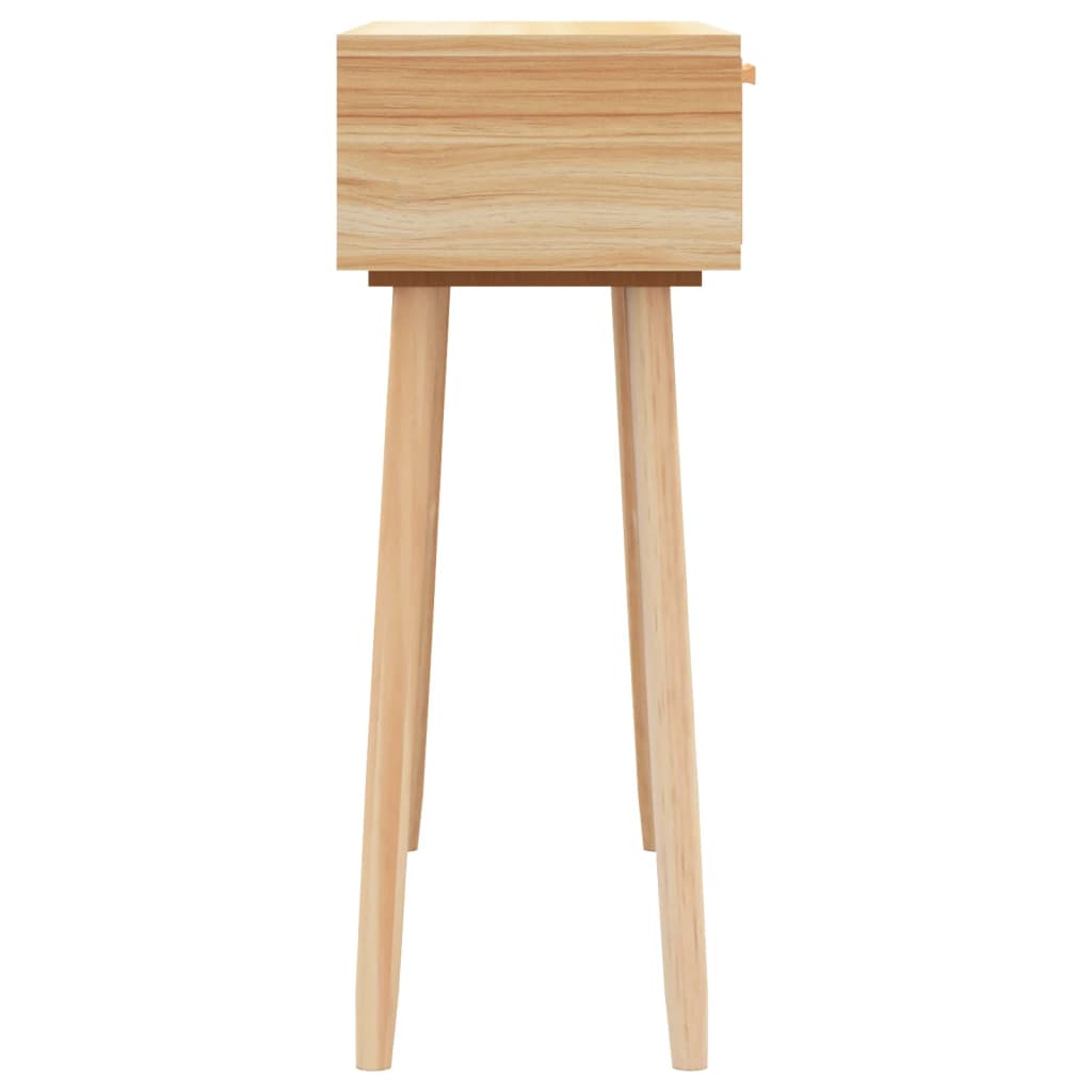 vidaXL Mesa consola 80x30x75 cm pinho maciço e vime natural castanho