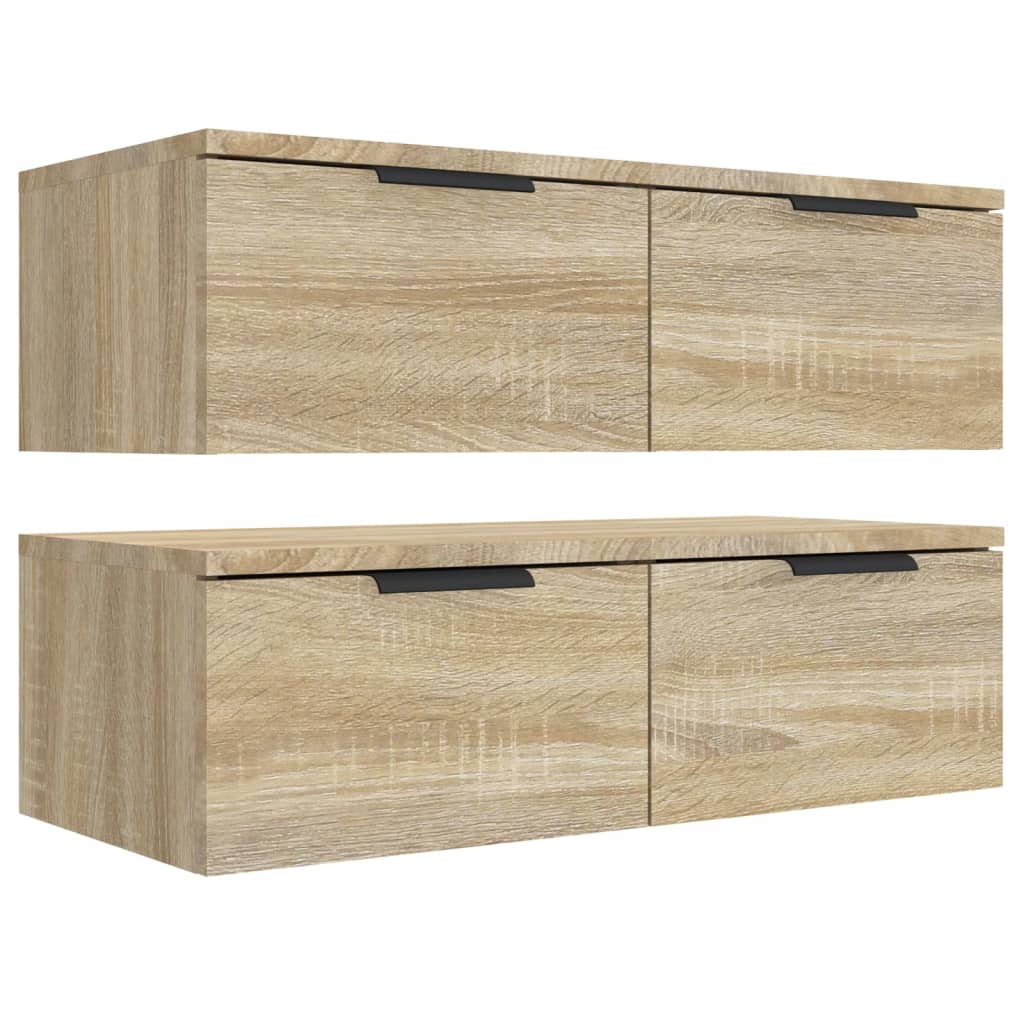 vidaXL Armários parede 2pcs 68x30x20 cm derivados madeira sonoma