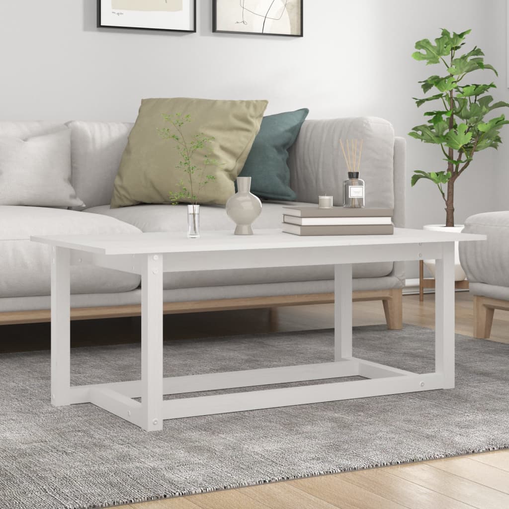 vidaXL Mesa de centro 110x55x45 cm madeira de pinho maciça branco