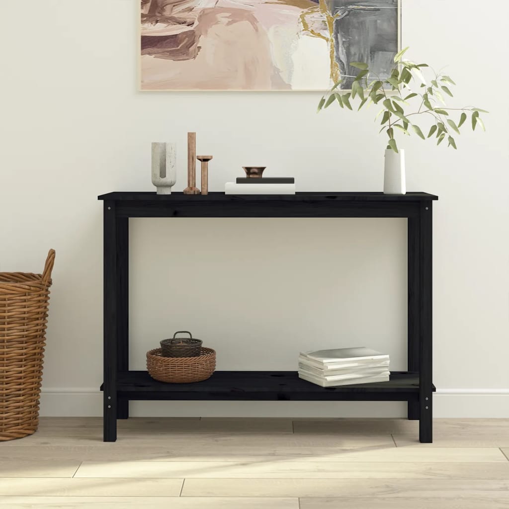 vidaXL Mesa consola 110x40x80 cm madeira de pinho maciça preto