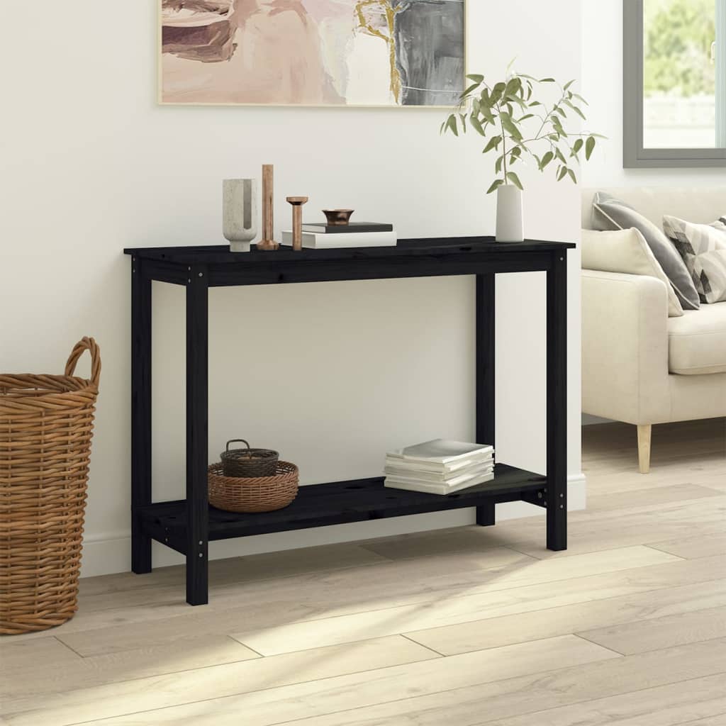 vidaXL Mesa consola 110x40x80 cm madeira de pinho maciça preto