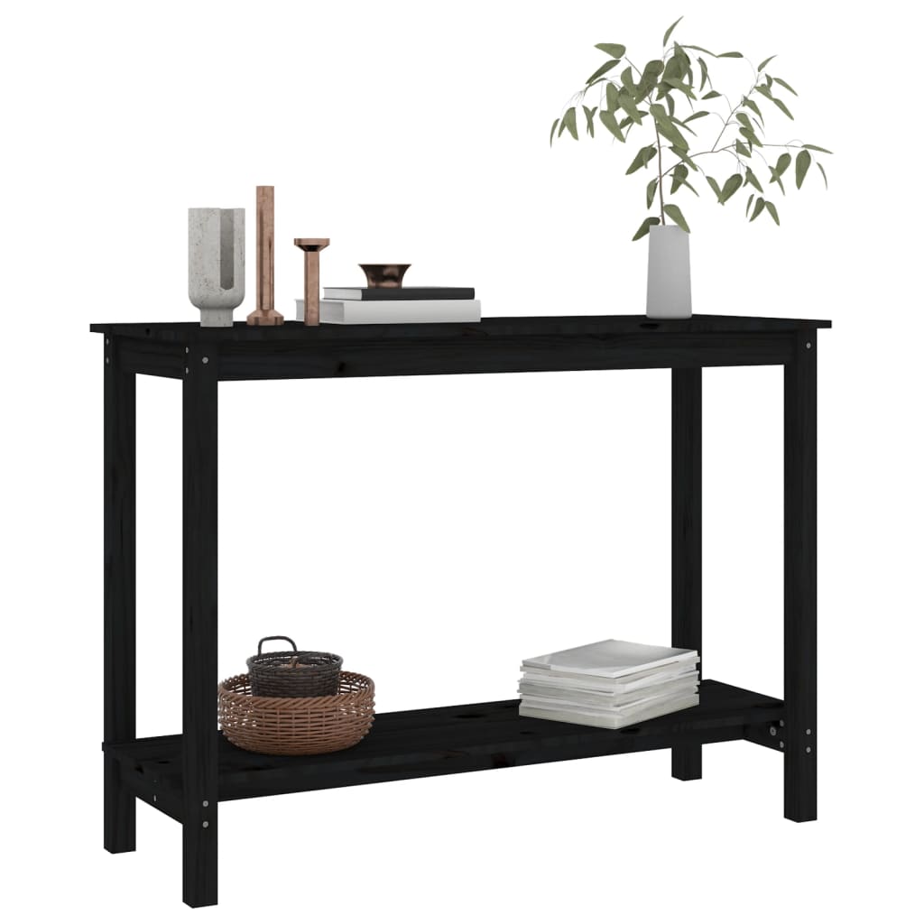 vidaXL Mesa consola 110x40x80 cm madeira de pinho maciça preto