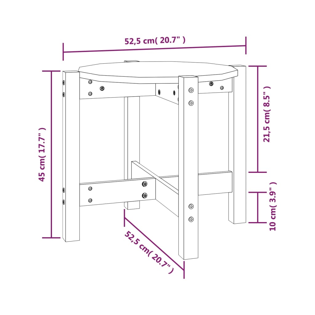 vidaXL Mesa de centro Ø 52,5x45 cm madeira de pinho maciça branco