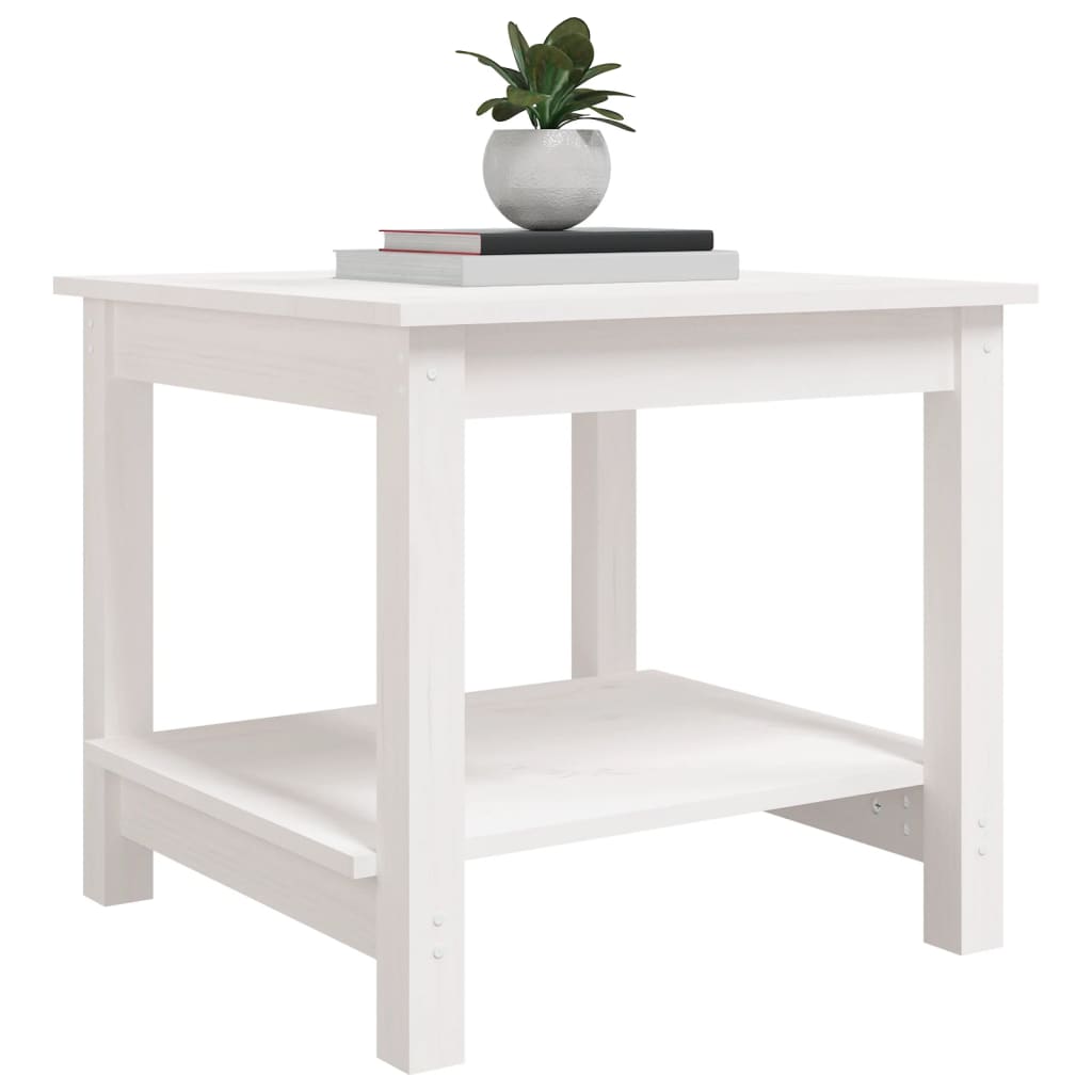 vidaXL Mesa de centro 50x50x45 cm pinho maciço branco