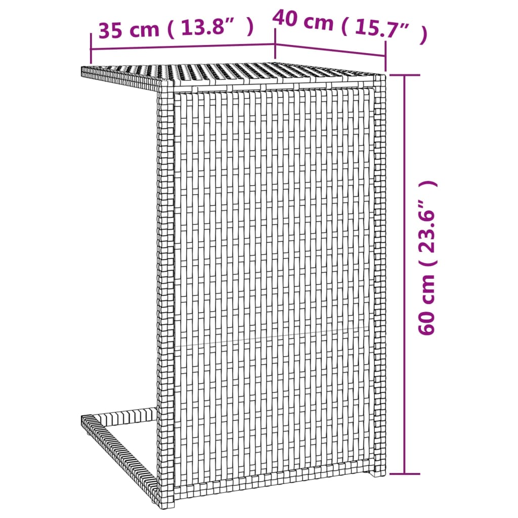 vidaXL Mesa em C 40x35x60 cm vime PE preto