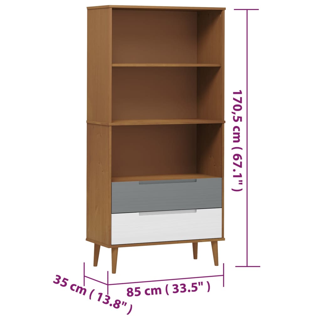 vidaXL Estante MOLDE 85x35x170,5 cm pinho maciço castanho