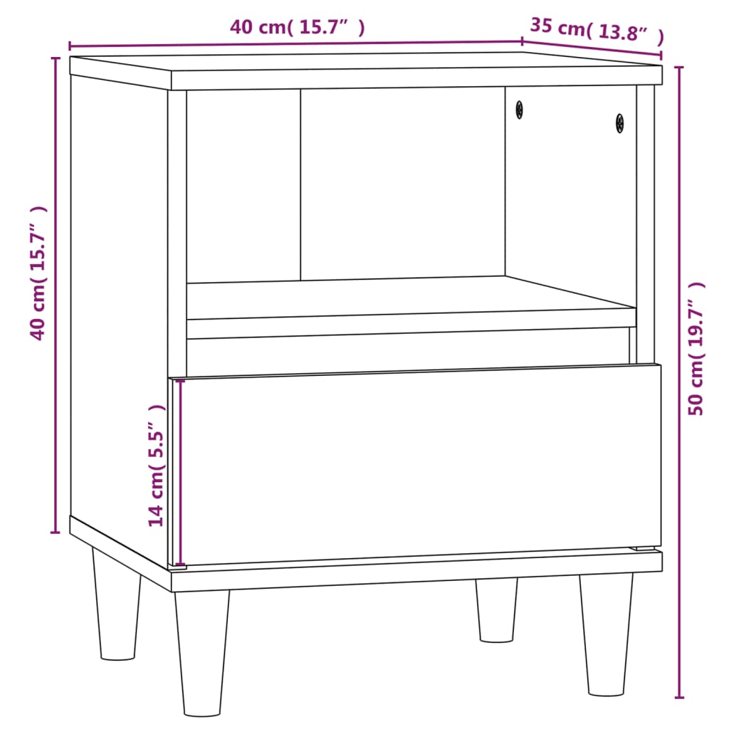 vidaXL Mesa de cabeceira 40x35x50 cm preto