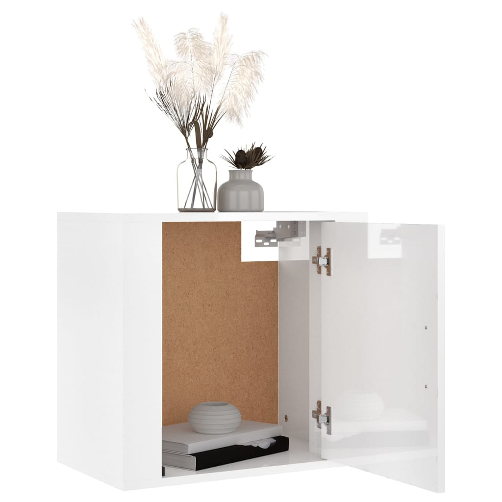 vidaXL Mesa de cabeceira de parede 50x30x47 cm branco brilhante