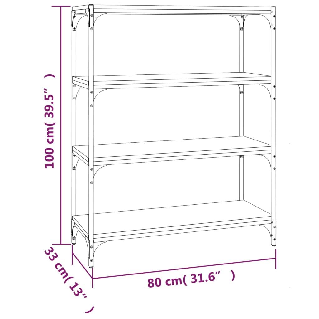 vidaXL Estante 80x33x100 cm derivados de madeira e aço cinza sonoma