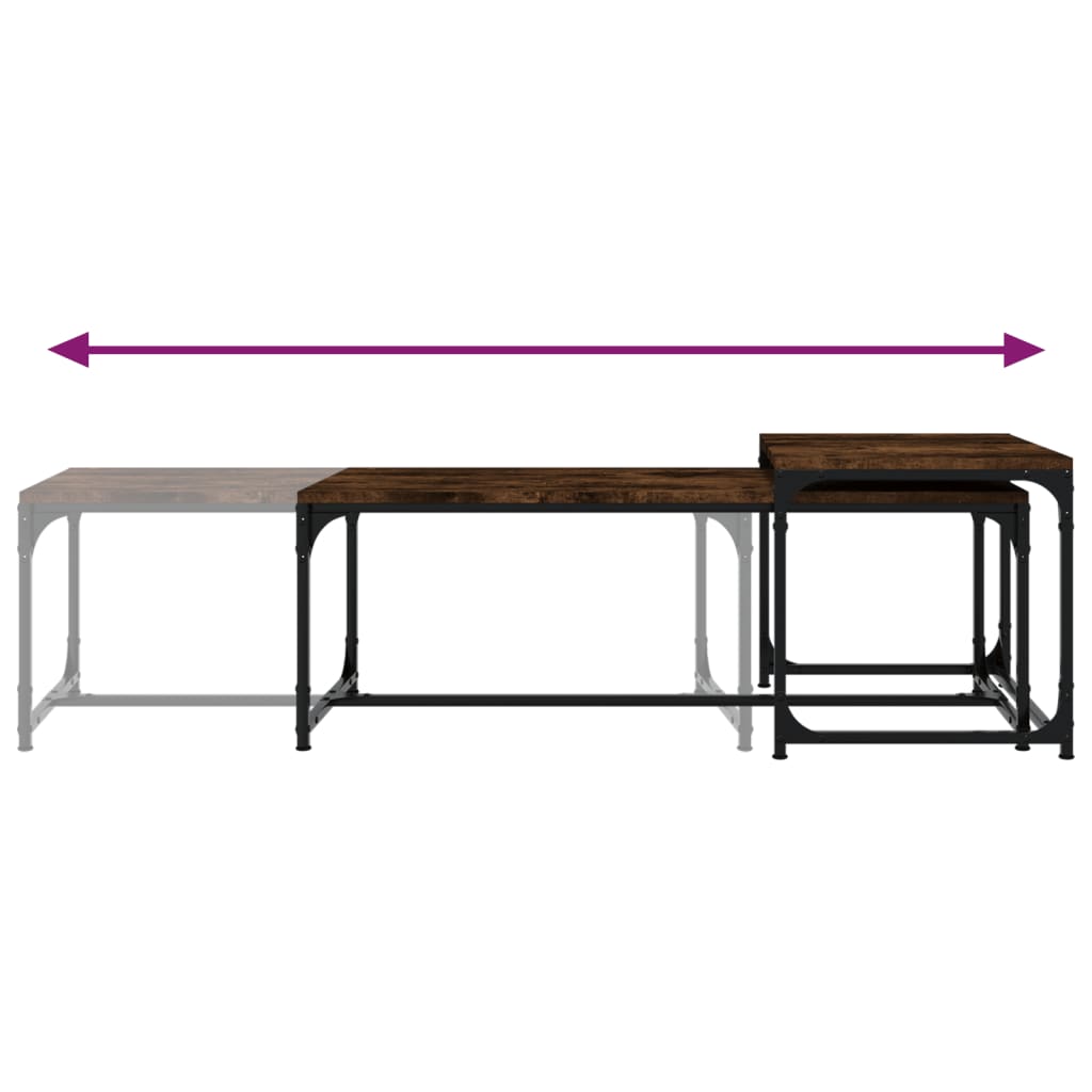 vidaXL Mesas de centro 2 pcs derivados de madeira carvalho fumado
