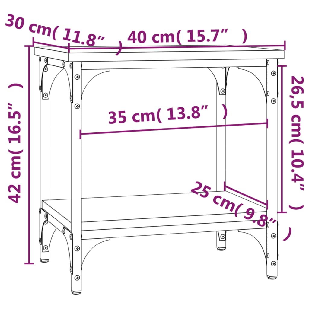 vidaXL Mesa de apoio 40x30x42 cm derivados de madeira preto