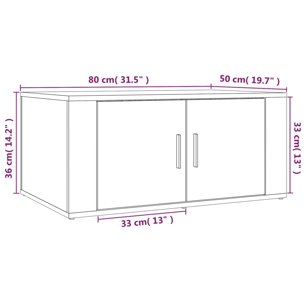 vidaXL Mesa de centro 80x50x36 cm derivados de madeira cinza sonoma