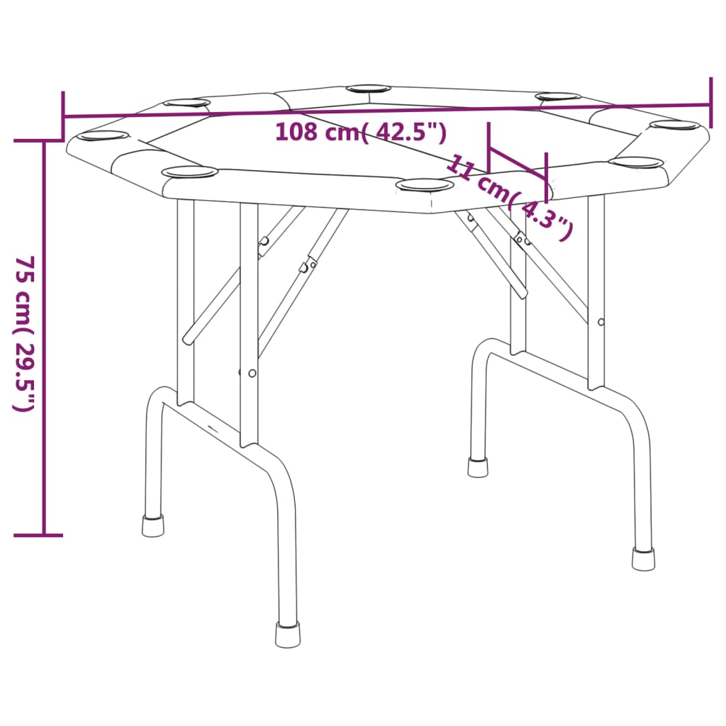 vidaXL Mesa de póquer dobrável 8 jogadores 108x108x75 cm azul