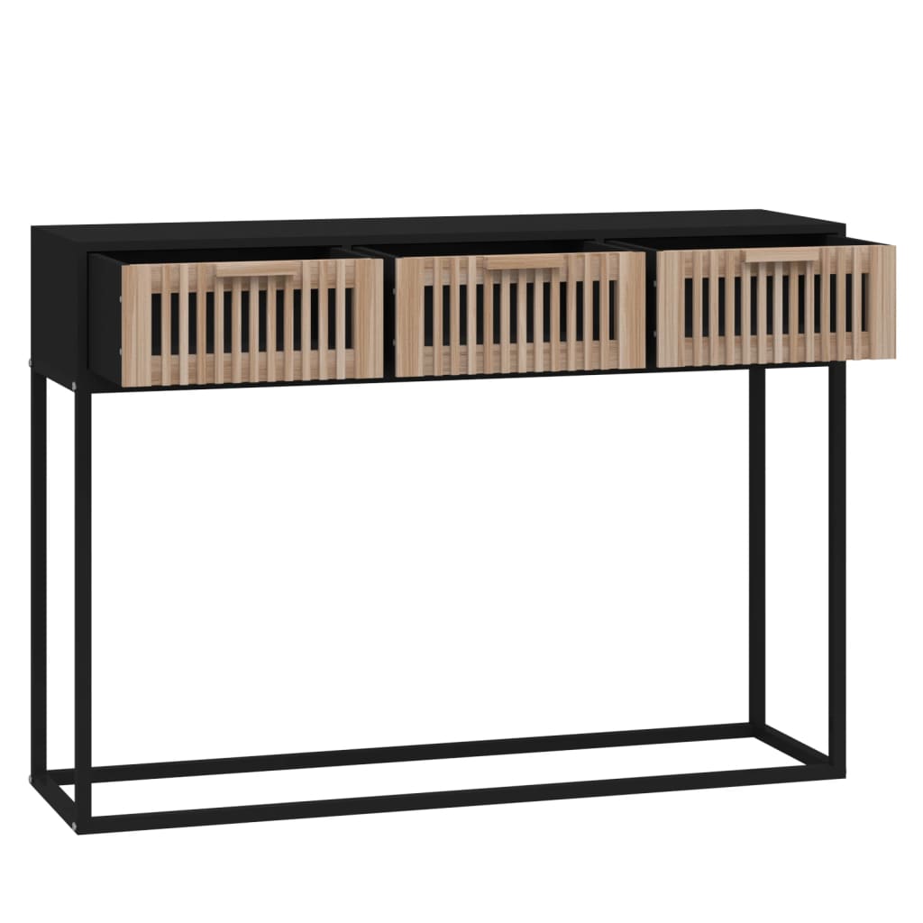 vidaXL Mesa consola 105x30x75 cm derivados de madeira e ferro preto