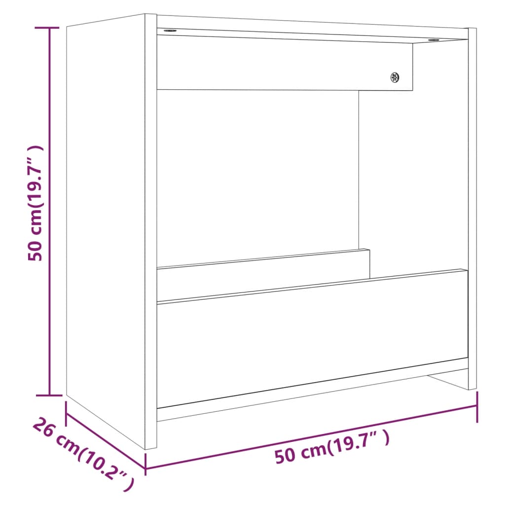 vidaXL Mesa de apoio 50x26x50 cm derivados de madeira carvalho fumado