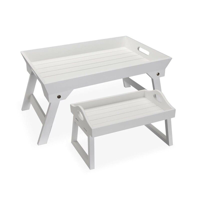 Versa|Jogo de Bandejas Versa Branco Madeira MDF 32 x 24 x 48 cm Versa|Jogo de Bandejas Versa Branco Madeira MDF 32 x 24 x 48 cm