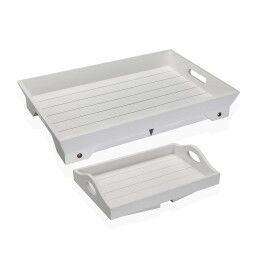 Versa|Jogo de Bandejas Versa Branco Madeira MDF 32 x 24 x 48 cm