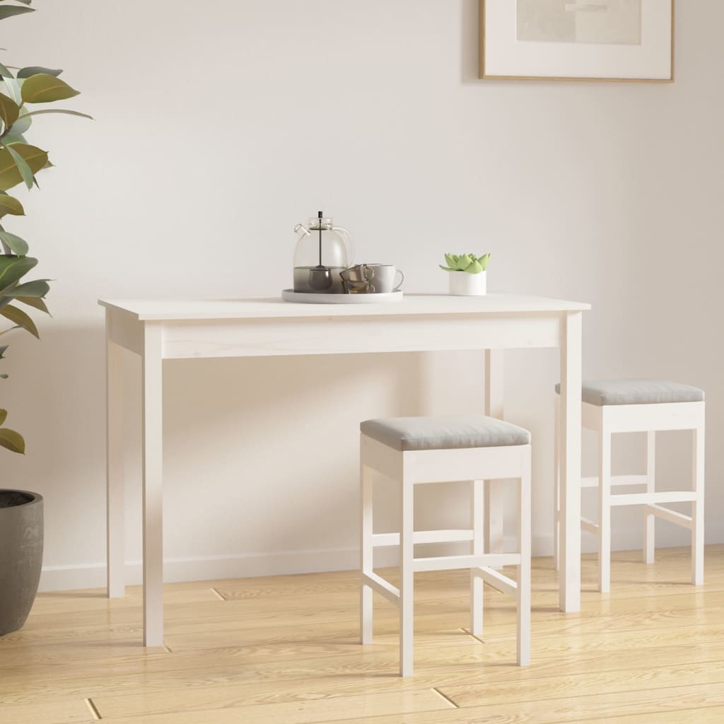 vidaXL Mesa de jantar 110x55x75 cm madeira de pinho maciça branco