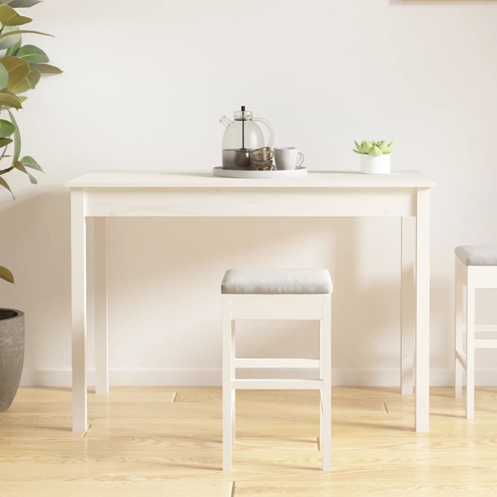 vidaXL Mesa de jantar 110x55x75 cm madeira de pinho maciça branco