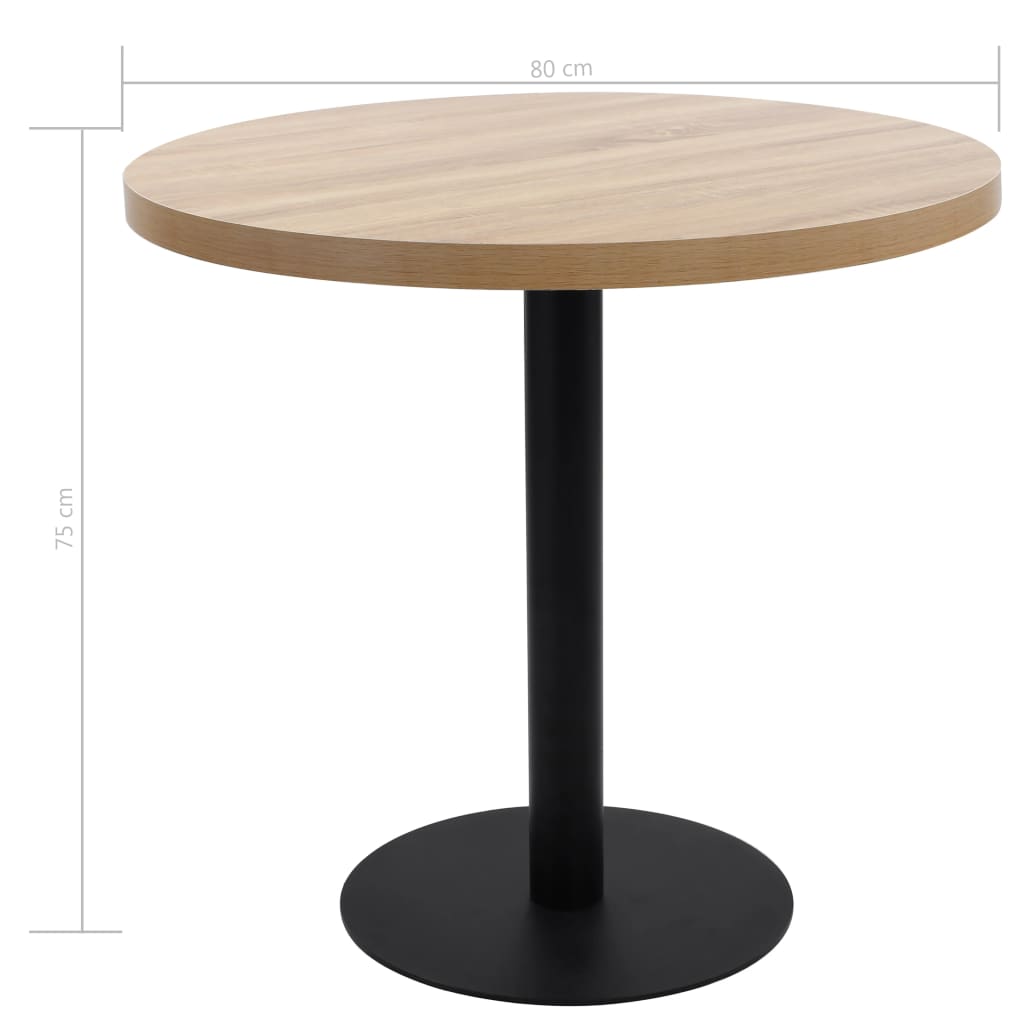 vidaXL Mesa bistrô 80 cm MDF castanho-claro