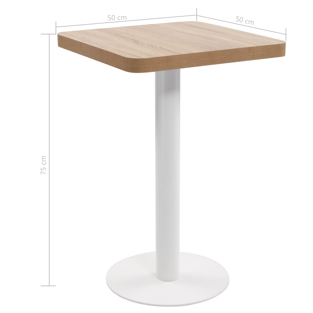 vidaXL Mesa bistrô 50x50 cm MDF castanho-claro