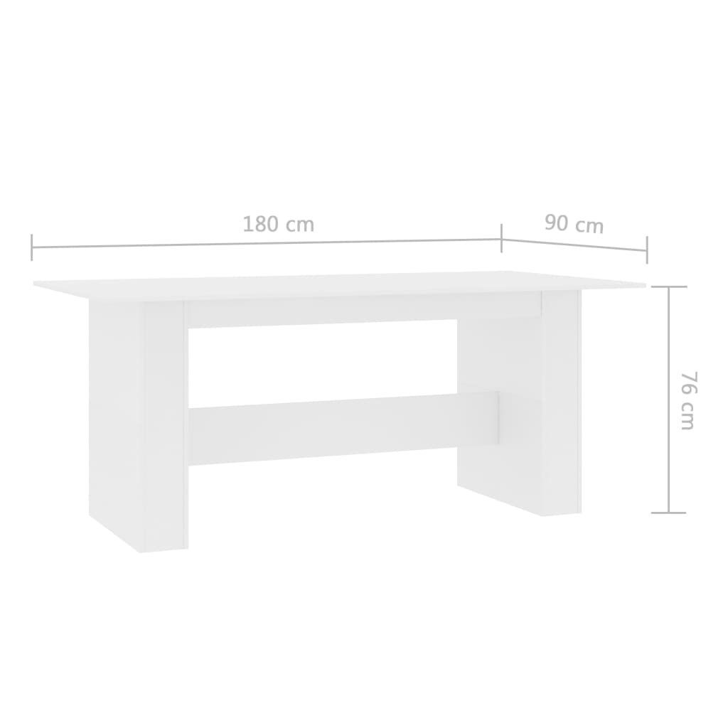 vidaXL Mesa de jantar 180x90x76 cm derivados de madeira branco