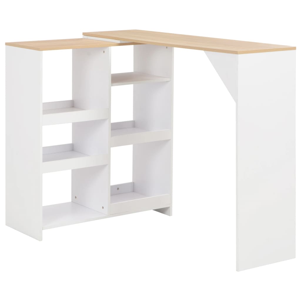 vidaXL Mesa de bar com prateleira movível branco 138x39x110 cm