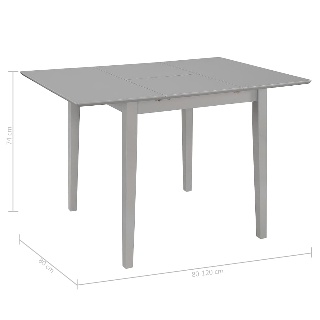 vidaXL Mesa de jantar extensível (80-120)x80x74 cm MDF cinzento