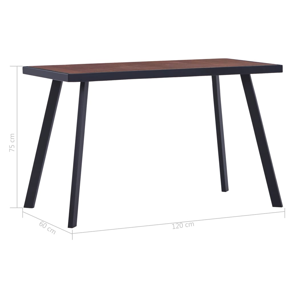 vidaXL Mesa de jantar 120x60x75 cm MDF cor madeira escura e preto