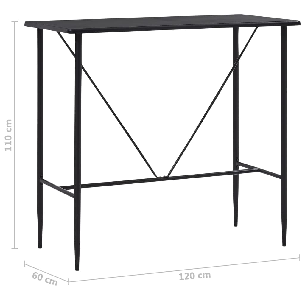 vidaXL Mesa de bar 120x60x110 cm MDF preto