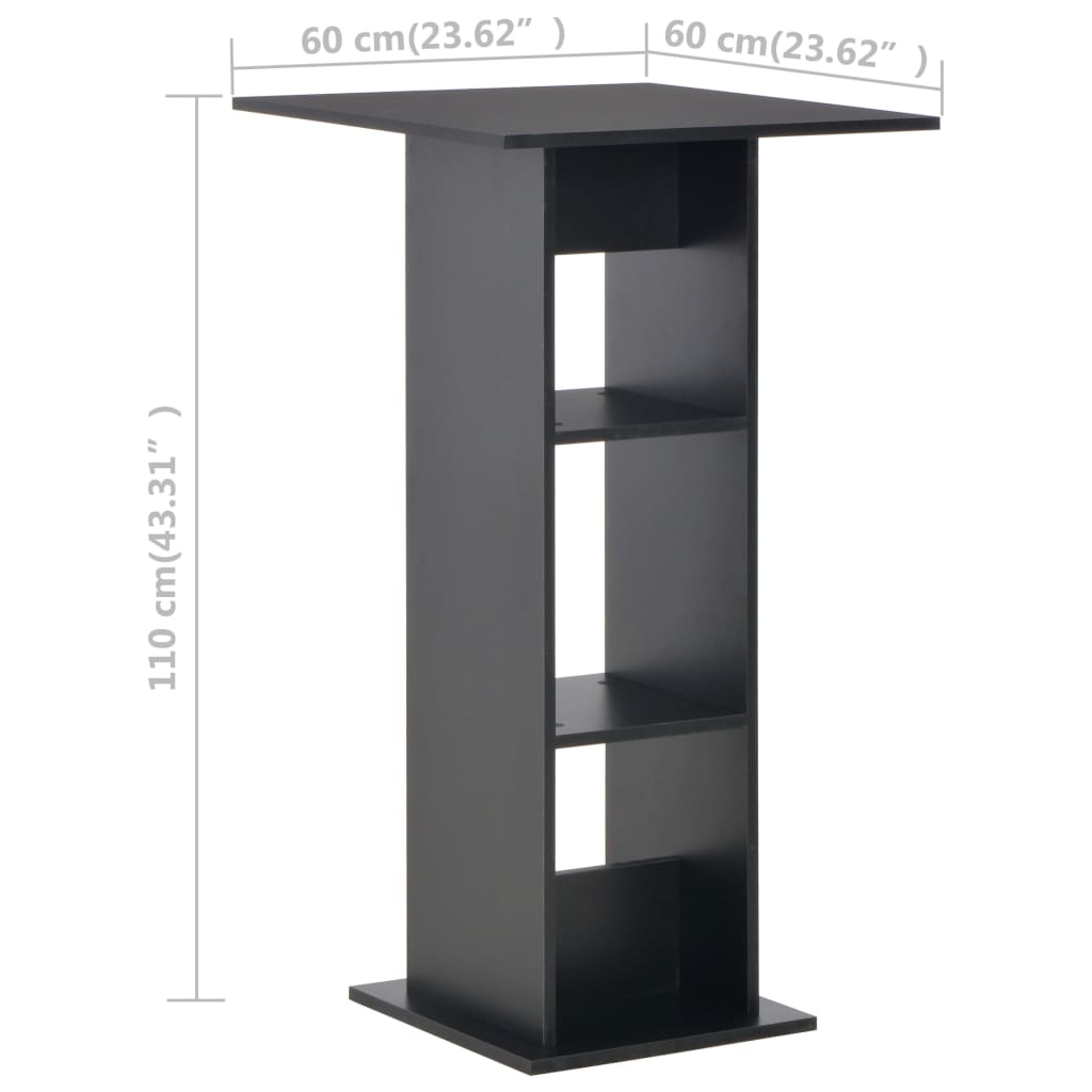 vidaXL Mesa de bar 60x60x110 cm preto