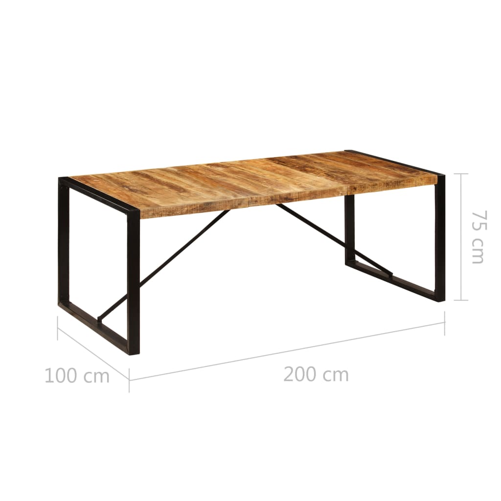 vidaXL Mesa de jantar madeira de mangueira maciça 200x100x75 cm