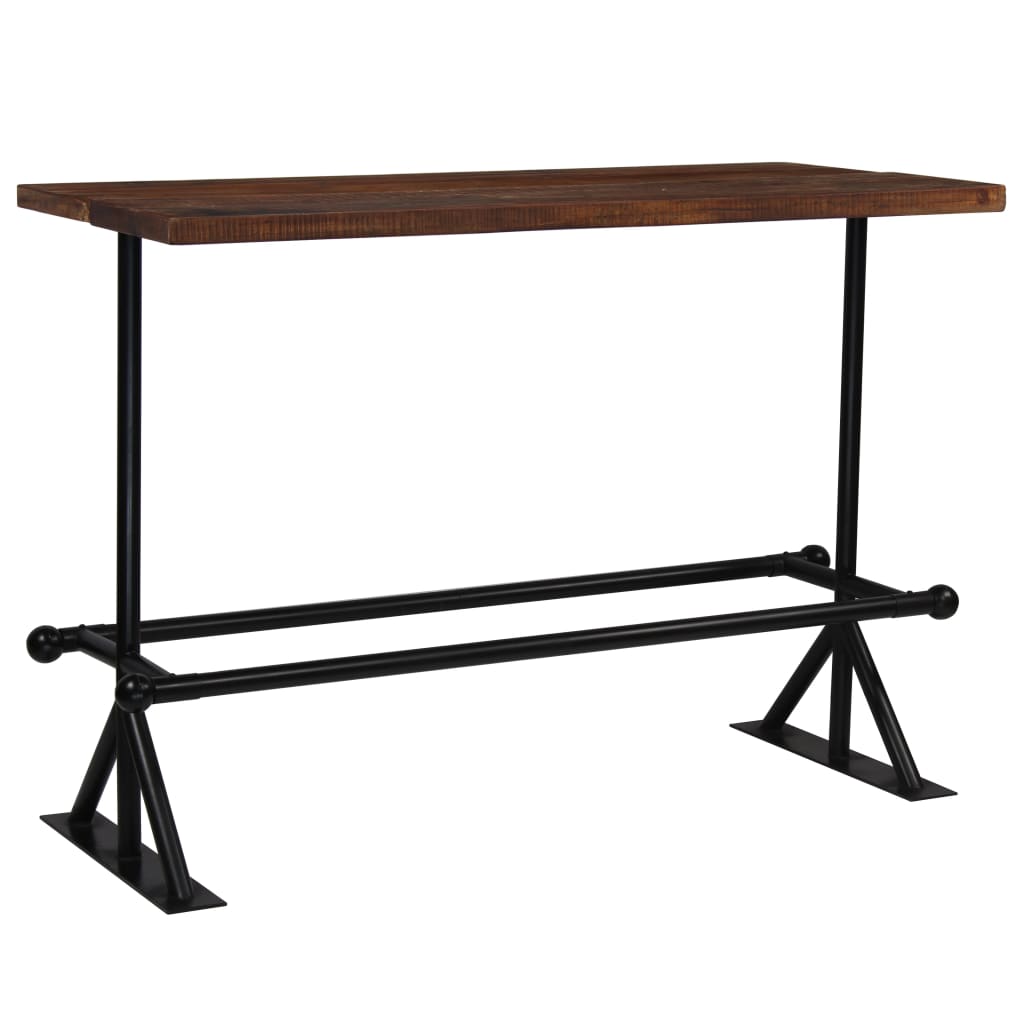 vidaXL Mesa de bar em madeira recuperada 150x70x107 cm castanho escuro