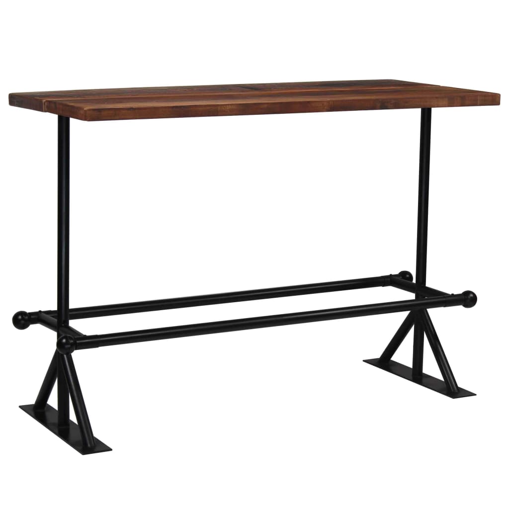 vidaXL Mesa de bar em madeira recuperada 150x70x107 cm castanho escuro