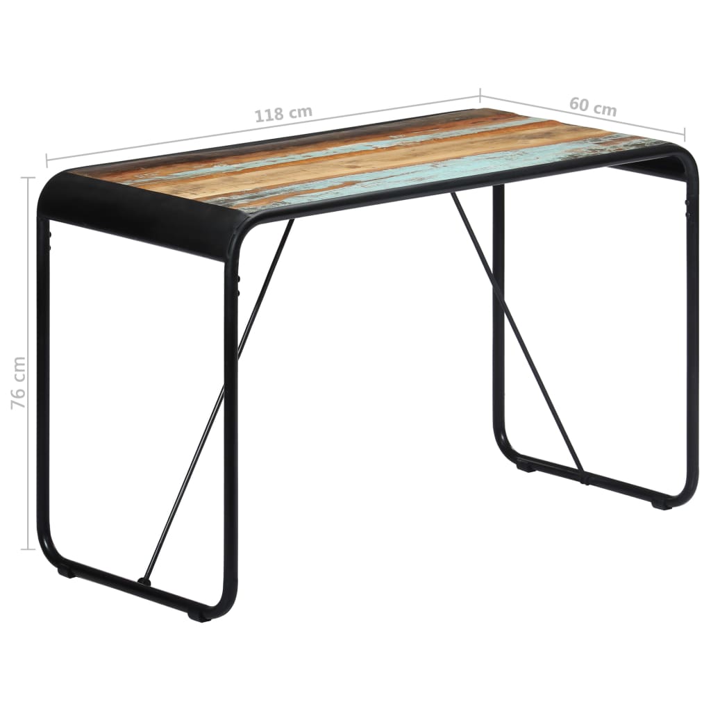 vidaXL Mesa de jantar 118x60x76 cm madeira maciça recuperada