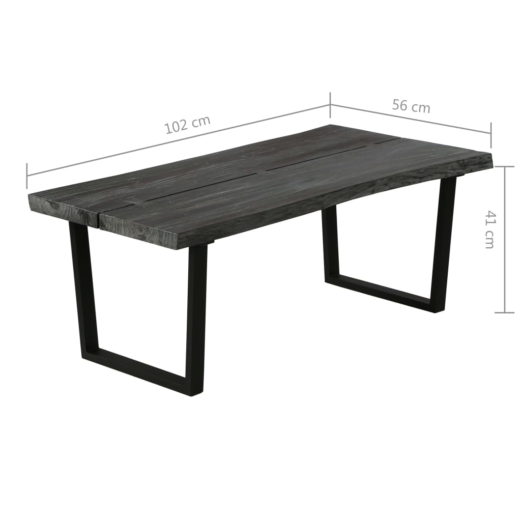 vidaXL Mesa de centro madeira de mindi maciça 102x56x41 cm cinzento